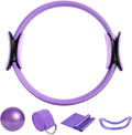 Pilates Circle, 15" Durable 5 Pack Pilates Ring and Ball Set with Yoga Strap,Padded Handles Magic Circle,Mini Ball,Resistance Bands,Pilates Ring Equipment for Toning Legs,Core,Inner Thighs,Arms