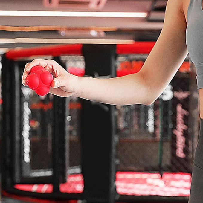 Hexagonal Fitness Reaction Ball 68Mm Large Red Silicone Agility Training Ball for Speed, Coordination, and Hand-Eye Reflexes Indoor Sports Exercise