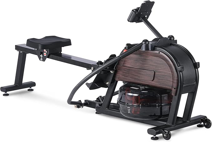 GarveeLife Dual Magnetic & Water Resistance Rowing Machine w Extended Slide, Full-Body Workout, Low-Impact, Ergonomic Full Motion or Premium Water Motion, Max 350 LB Weight Capacity, App Compatible
