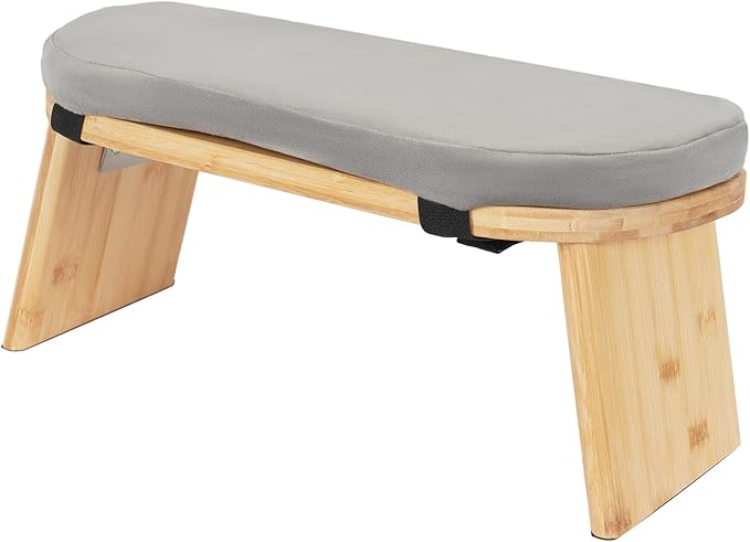 Meditation Bench, Bamboo Meditation Seat, Meditation Chair with Cushion, Folding Prayer Bench, Non-Slip & Lightweight