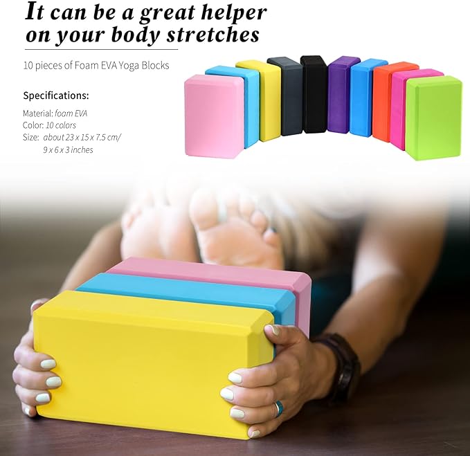 20 Pcs Foam EVA Yoga Blocks Lightweight Yoga Bricks Non Slip Supportive Foam Blocks Yoga Prop Accessories for Yoga, Pilates, Stretching and Meditation, Women Men Yogi Yoga Beginners (Multicolor)