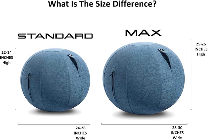Vivora Luno Premium Ergonomic Sitting Ball Chair, Felt, Max Size (25 to 26 inches), for Home Offices, Balance Training, Yoga Ball, Posture Improvement