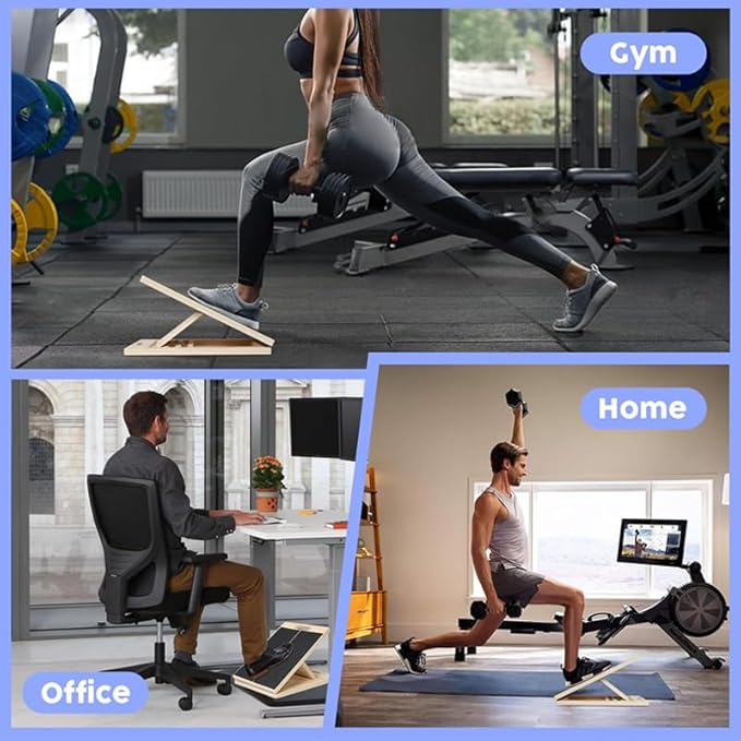 Saker 6-Angle Slant Board & Balance Board, Slant Boards for Exercise, Adjustable 40° Incline & Balance Board - 6-Angle Non-Slip Wooden Trainer for Squats, Calf Stretch, Stability Workouts