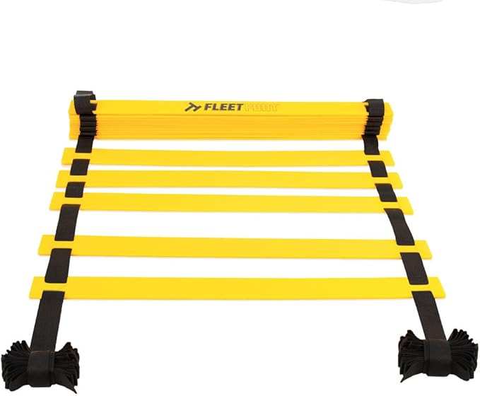 Crown Sporting Goods Fleetfoot Speed & Agility Training Ladder – 6, 10, 16, or 20 Rung Rope Equipment for Athletic Footwork & Sports Drills (3m / 6 Rungs)