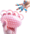 Hand Exerciser Ball and Finger Stretcher, Hand Grip Strengthener Trainer, Squeeze Balls, Wrist Pain Relief (Pink)