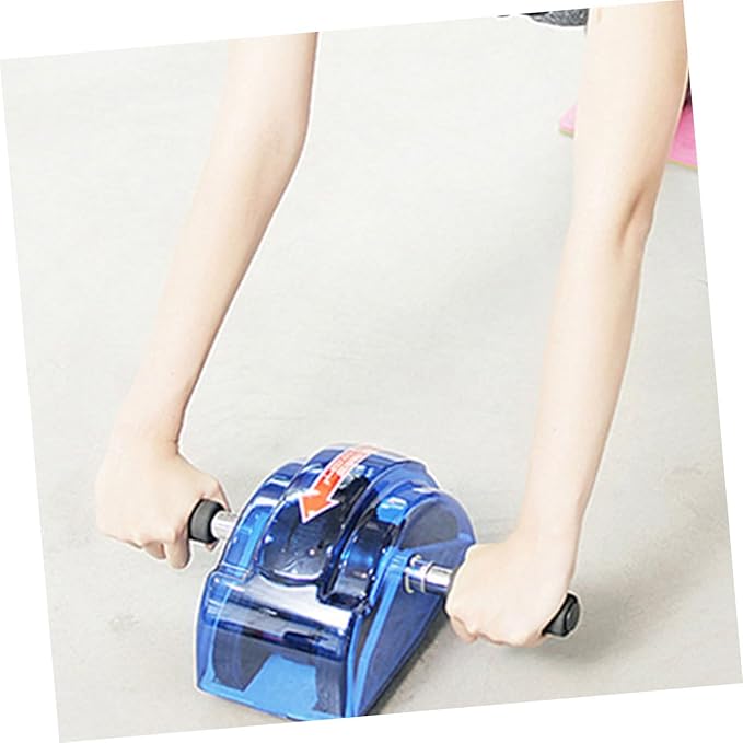 Four-Wheeled Ab Roller Wheel with Gear Blue Abdominal Exercise Roller for Home Fitness for Core Strength Training and Ab Workout
