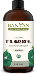 Banyan Botanicals Pitta Massage Oil – Organic Massage Oil Infused with Ayurvedic Herbs – with Gotu Kola and Guduchi (Tinospora cordifolia) – 24 oz. – Non-GMO Sustainably Sourced Abhyanga Massage Oil