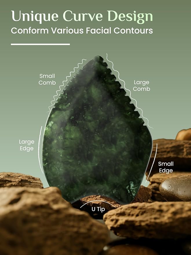 Gua Sha Facial Tool: Jade Stone Face Gua-Sha Tools, Natural Xiuyu Stones Full Body Massage Tool for Neck/Shoulder/Back/Leg