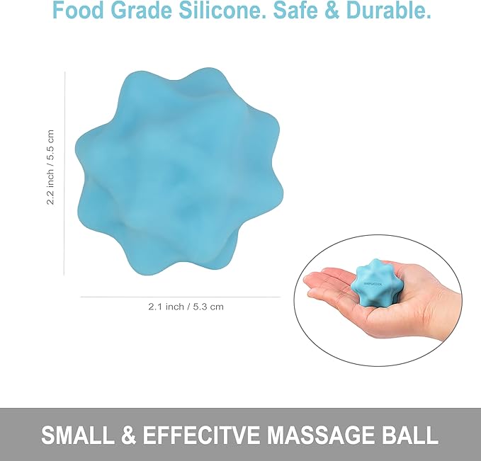 Small Spiky Massage Ball Trigger Point Massage Tool. Solid Bumpy Massager Balls for Deep Tissue Myofascial Release Hand Foot Plantar Fasciitis Pain Relief Knots Acupoint Yoga Fitness. 2.2×2.1in (Blue)