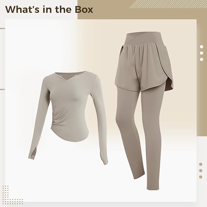 Pilates Outfits For Women, Size Xxl Black Two Piece Sets For 135-150, Activewear In Polyester And Spandex Fabric, Includes Long Sleeve Top And Leggings Or Shorts