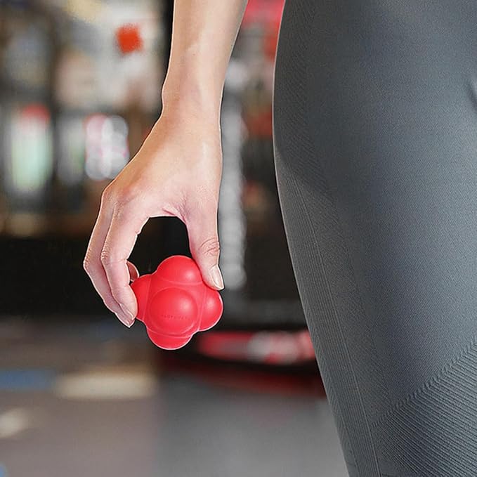 Hexagonal Fitness Reaction Ball 68Mm Large Red Silicone Agility Training Ball for Speed, Coordination, and Hand-Eye Reflexes Indoor Sports Exercise