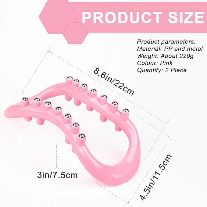 Set of 2 Pilates Yoga Fitness Rings, Pilates Circle Stretch Resistance Training Support Massage, Yoga Equipment Ring with Massage Steel Balls, Training Ring for Pilates, Pink