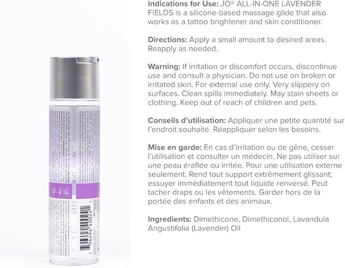 JO Lavender Silicone Massage Oil – Fragrance Free Long Lasting Personal Lube & Massage Glide – 4 fl oz (Pack of 2)
