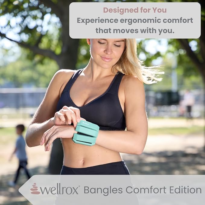 Wellrox Weighted Bangles – Adjustable Ankle and Wrist Weights for Women & Men – Set of Ankle Weights 2 lbs (1 lb Each Wrist Weight) | Weighted Arm Bands for Pilates, Yoga, Running & Walking