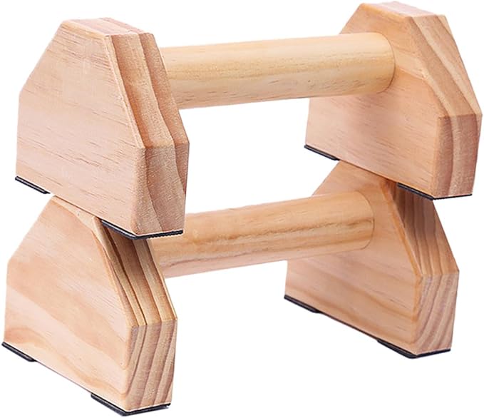 CHILDWEET Solid Wood Handstand Bar and Push-up Bracket Set, Muscle Training Fitness Equipment with Non-slip Base for Home Calisthenics and Strength Workouts