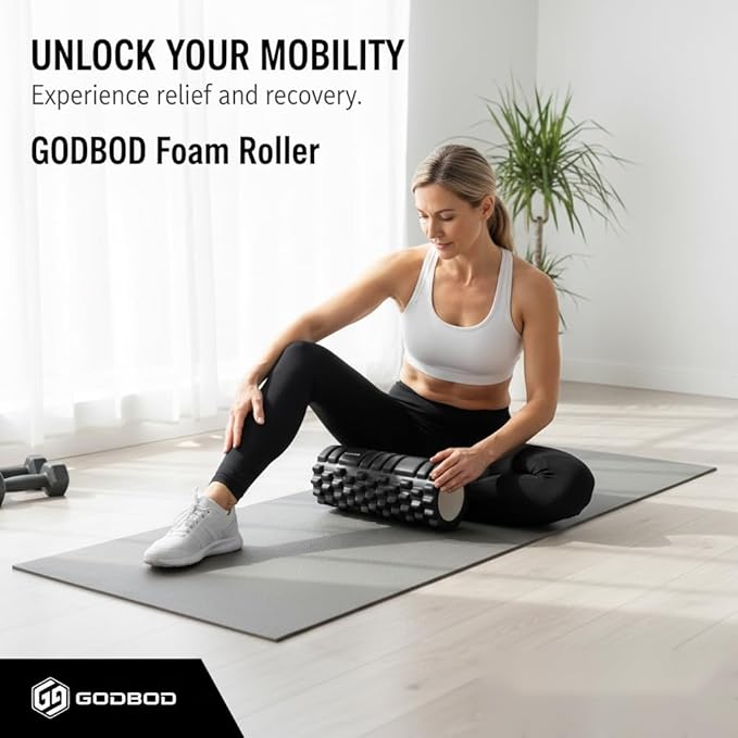 Strong Foam Roller - Deep Tissue Medium Density Muscle Massager with Myofascial Trigger Point Release, Back Massage Roller for Soreness and Mobility 13 x 5.5 Inch