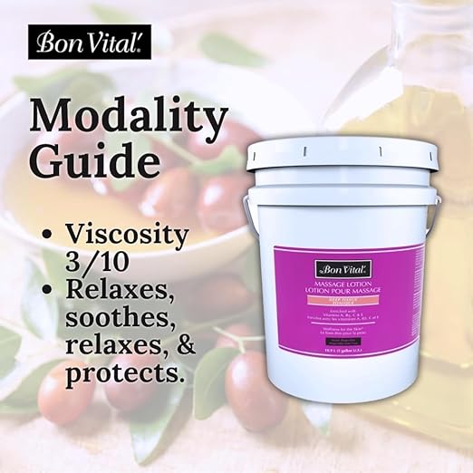 Bon Vital' Deep Tissue Massage Lotion, 5-Gallon, Professional-Grade Moisturizing Lotion for Deep Tissue Therapy, Non-Greasy Skin Softening Formula, Muscle Relaxation, Unscented
