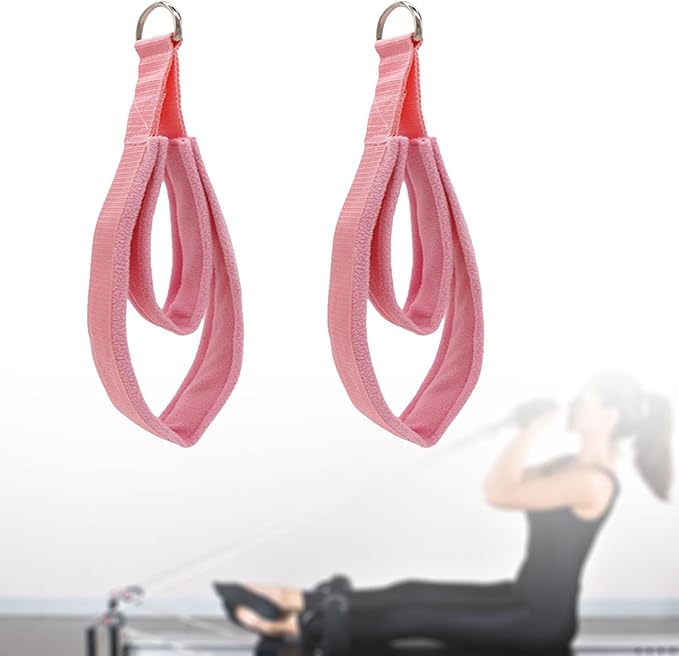 Generic 2Pcs Pilates Straps for Reformer, Comfortable Grip Nonslip Handle D Rings Straps Pilates Double Loop Straps Fitness Equipment for Women Men Home Gym