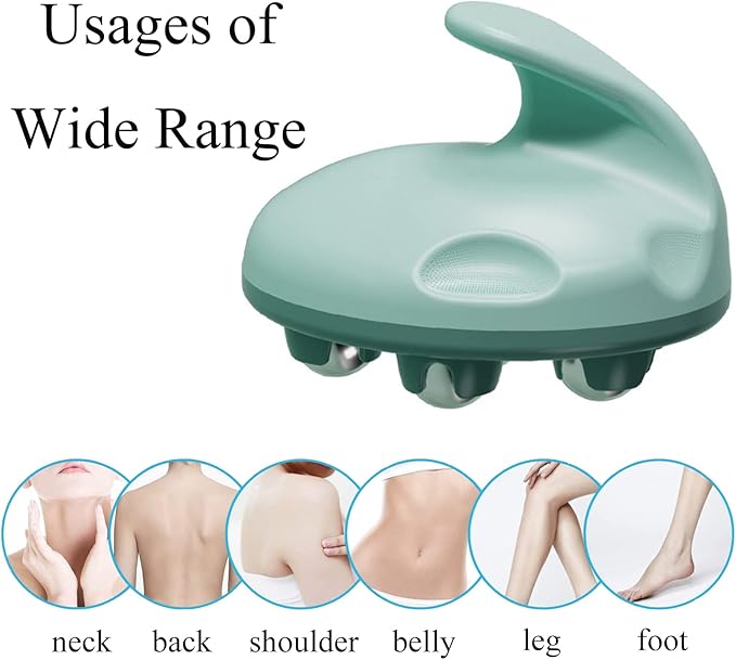 WMM Hand Held Massager, Full Body Massage Tool with Roller Ball Massager Manual 360-degree-roller for Muscle Back Neck Joint Foot Shoulder Leg Pain Relief with Portable Design