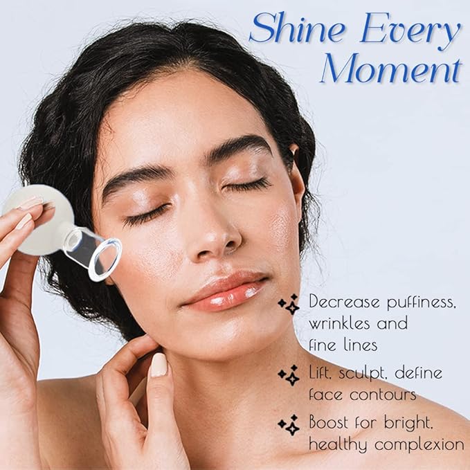 4 PCS Glass Facial Cupping Set | Silicone Vacuum Suction | Cupping Massage Therapy | A Kit For Anti Cellulite, Anti Wrinkle and Instantly Ageless Skin | For Eyes, Face and Body(White)