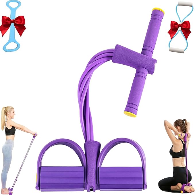 3 in 1 Resistance Bands with Handles, 4/6/8 Tubes Pedal Resistance Device, Upgrade Multifunctional Detachable and Adjustable TPE Elastic Pedal Puller with 300% Stretch for Exercise