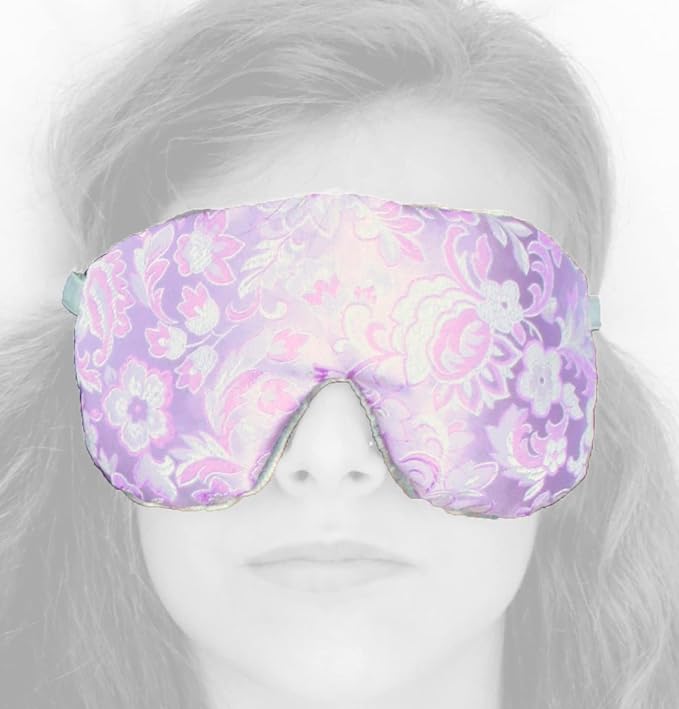 Handmade Opulence Yoga Eye Pillow - Weighted Flaxseed Fill, Lavender Aromatherapy, Satin & Velvet, Adjustable Strap - Ideal for Meditation & Restful Sleep - Lovely Lilac - TEMFL-LL