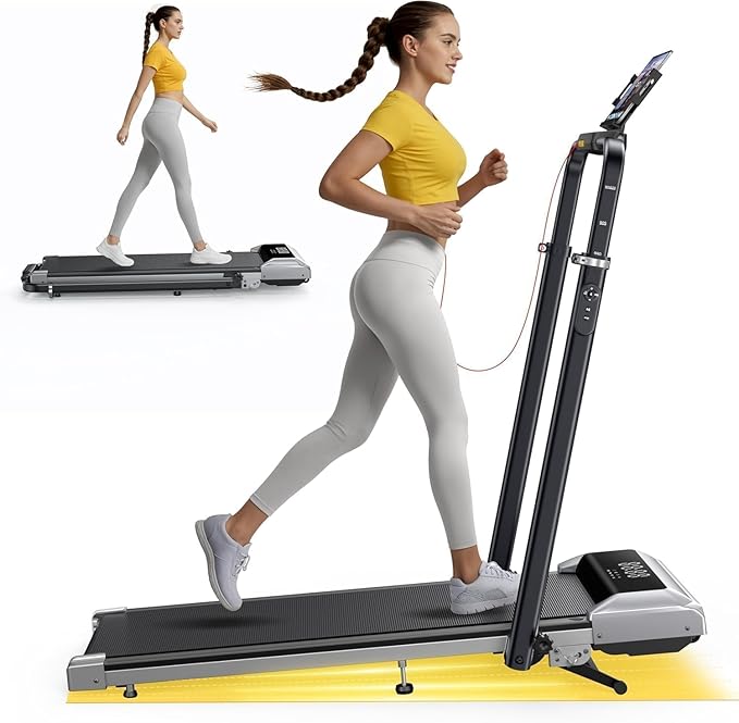 Walking Pad Treadmill with 12% Incline, 6 in 1 Folding Treadmill with Adjustable Handle Bar for Home/Office, Under Desk Treadmills Portable Walking Pad with App, Remote Control & LED Display