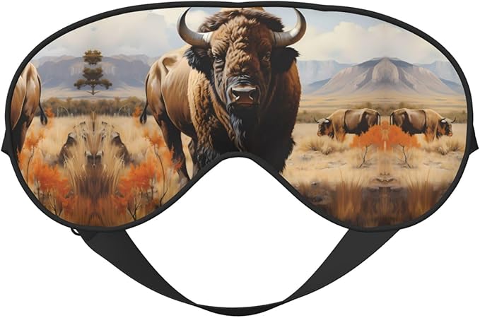 North American Bison Herd Head-Mounted Double-Sided Light-Blocking Sleeping Eye mask to Protect Eyes and Relieve Eye Fatigue