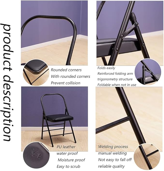 Iyengar Yoga Chair Backless Yoga Chair Pilates Chair Yoga Inversion Chair PU Fabric Foldable Balance Training 42 * 45 * 80cm,Black