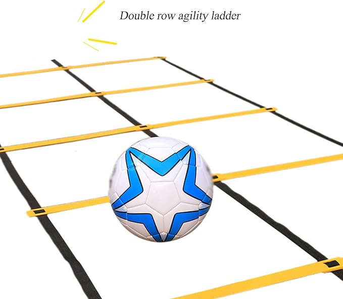 Agility Ladder Adjustable Double Row Agility Ladder,Speed Training Equipment,Football Flexibility Training Jumping,for Outdoor Athletic Footwork, Sports Drills(Size:6M)