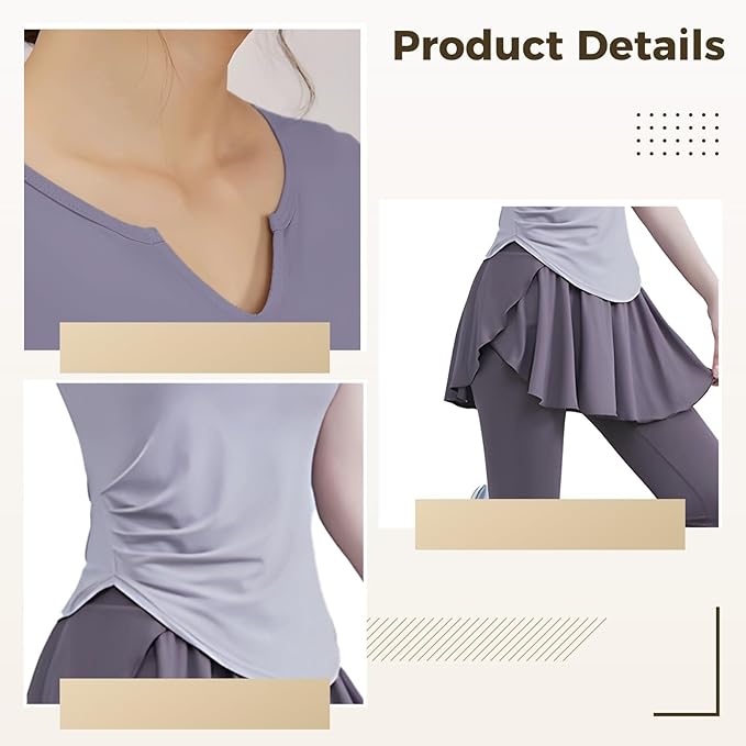 4-Piece Women'S Pilates Set, Includes Yoga Short Sleeve Top, Tank Sports Bra, Polyester/Spandex, Size Xxl For 135-150