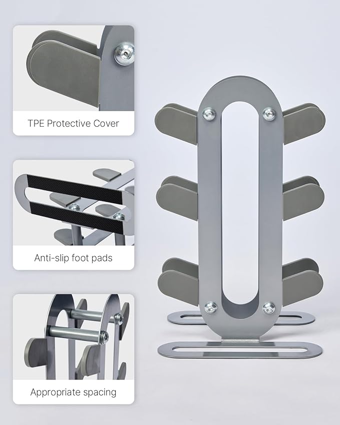 YOTTOY Compact Dumbbell Rack-Weight Rack for Home Gym, Sturdy Weight Holder for Dumbbells, Small Weight Rack for Weights & Dumbbell Rack Stand Only