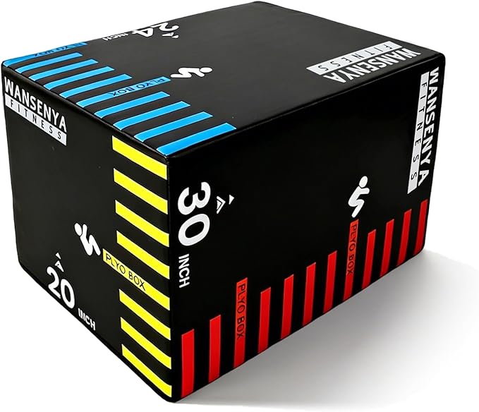 3-in-1 Dense Foam Plyometric Jump Box,30"x24"x20"-24"x20"x16"-20"x18"x16"Non-Slip Box Jumps for Home Gym,Exercise Foam Plyo Box for Fitness Training-Step-Ups,Split Squats,Dips,Box Jump Cube