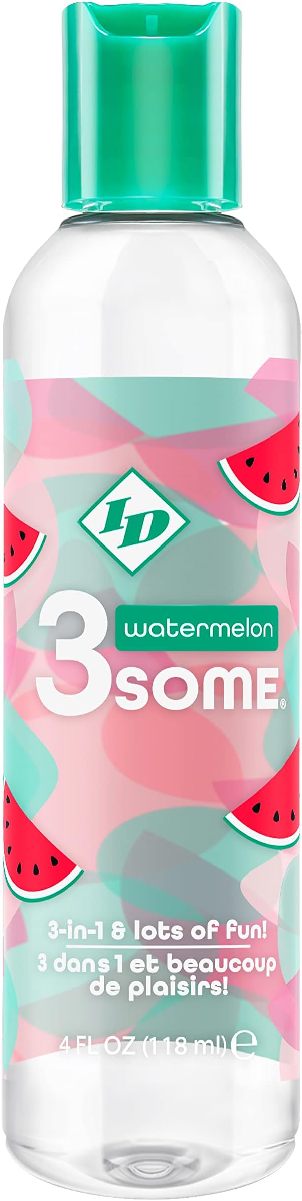 ID Lubricants 3some Flavored Sensual Massage – Watermelon Oral Delight & Warming Fun for Couples Pleasure - 4 fl oz 3in1 Sensual Massage Lube