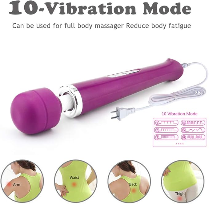 CHARMING 10 Speeds Wired Powerful Handheld Massager with Strong Vibrations, Personal Therapy Massager for Sports Recovery, Muscle Aches, Body Pain (Purple)