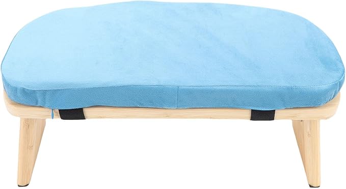 Wooden Meditation Bench - Ergonomic Detachable Kneeling Stool with Soft Cushion for Yoga - Blue, Includes Carry Bag (Blue)