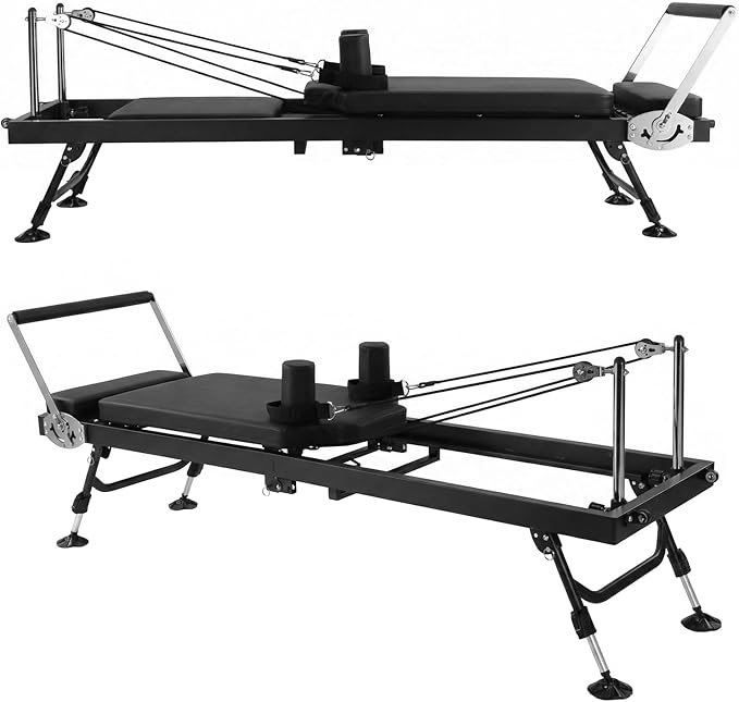 Generic 78 in Adjustable Fitness Equipment with Springs Resistance Quick-Assembly Pilate Reformer 300 LBS Capacity for Home and Studio Use