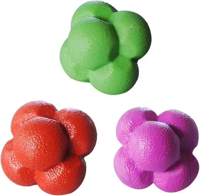 3pcs Hexagonal Reaction Balls for Agility Training Fitness Agile Balls for Hand Eye Coordination Reflex Improvement and Home Workout Equipment Random Color