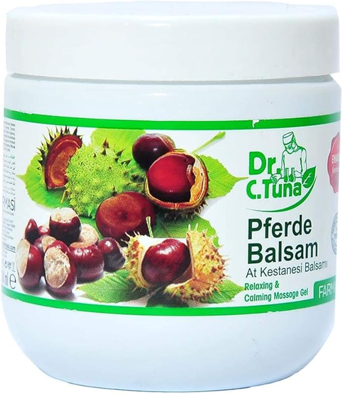 FARMASi Dr. C. Tuna Pferde Balsam Massage Gel, Horse Chestnut & Herbal Cooling Gel for Relaxing Full Body Massage, Refreshing Menthol Sensation, 16.9 fl oz