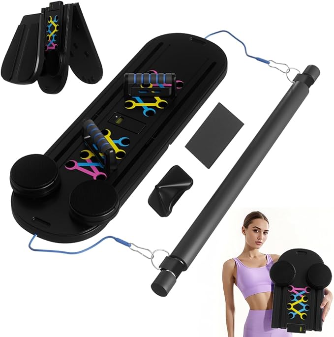 Multifunctional Pilates Board，Pilates Reformer Sets, Foldable Abdominal Core Trainer for Home Workout, 6 in 1 Portable Pilates Reformer Machine for Full-Body Exercise