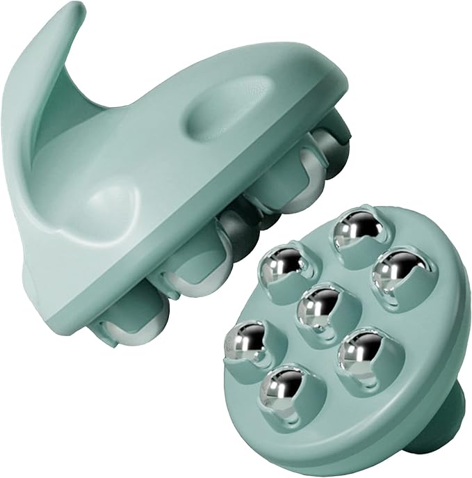 WMM Hand Held Massager, Full Body Massage Tool with Roller Ball Massager Manual 360-degree-roller for Muscle Back Neck Joint Foot Shoulder Leg Pain Relief with Portable Design
