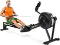 Rowing Machines for Home: 10 Level Air Resistance Professional Rowing Machine with Bluetooth Backlit Display, Tablet Holder, APP Compatible, Easy Storage