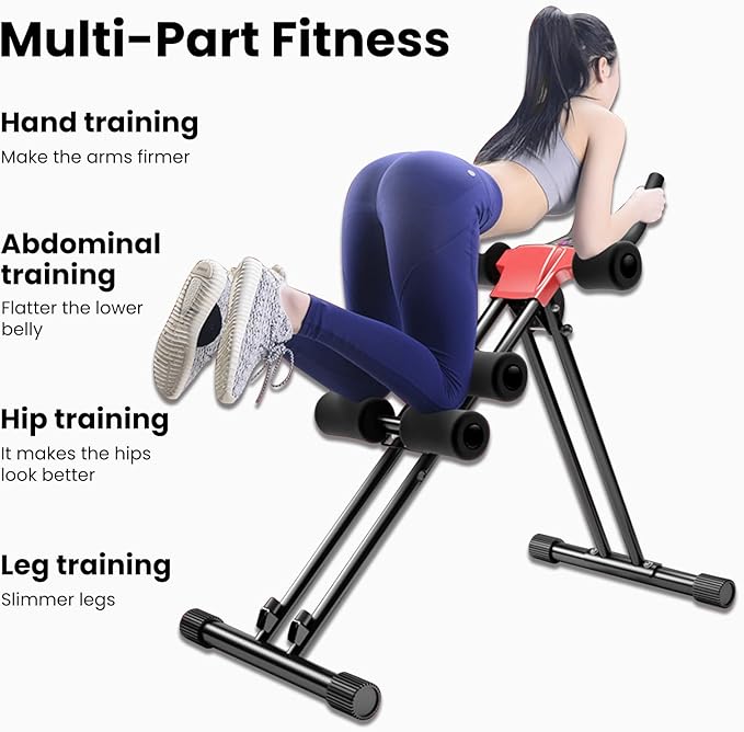 Ab Machine, Adjustable Ab Workout Equipment at Home Gym, Foldable Ab Trainer Machine for Core Strength Training with LCD Display