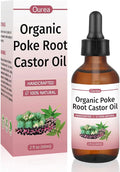 Organic Poke Root Castor Oil – 2 fl oz (60ml) Natural Lymphatic Support Massage Oil, Soothing Relief for Cysts, Boils, Breast, Fibroids, Swollen Lymph Nodes & Joint – Deep Tissue Drops