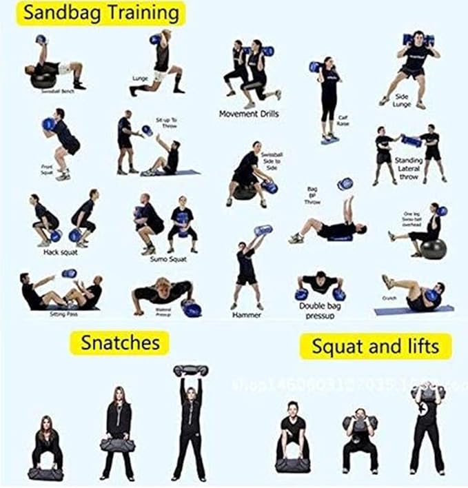 Fitness Sandbag Weightlifting Training Sandbag Kettlebells with Weight-Bearing Bags, PVC Adjustable Weight Sandbag with Handles, Weightlifting Dumbbell for Home Training,Fitness,Yoga