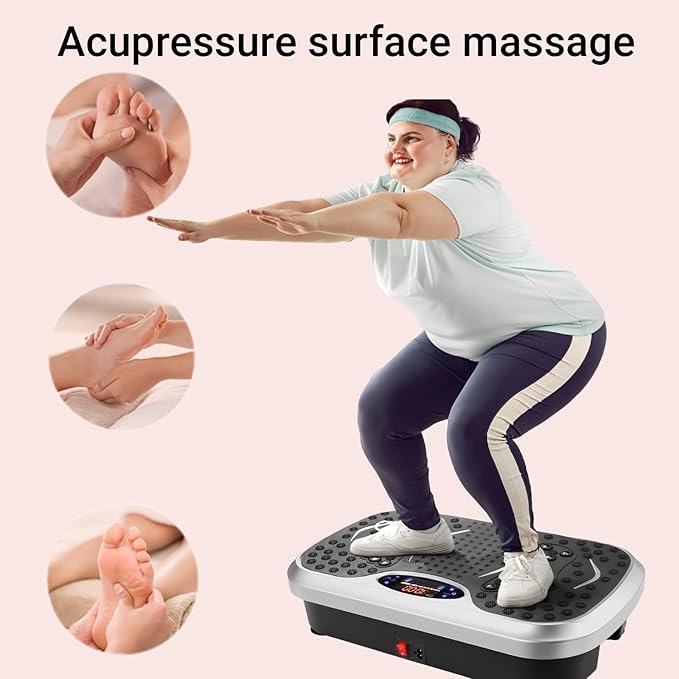 MAMIZO Vibration Plate Exercise Machine, Full Body Workout Shake Board Vibrate Platform for Lymphatic Drainage Weight Loss, with Loop Bands & Remote, Workout Equipment for Home Women Men