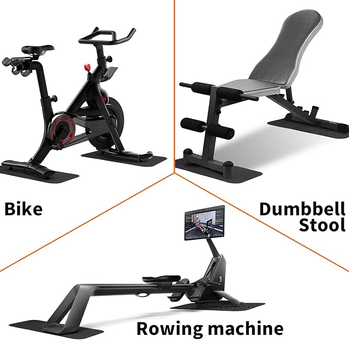 2PCS Bike/Rowing Machine Mat for Carpet Floors, Compatible with Peloton/Yosuda, Bike Mat for Hardwood Floors, Under-Equipment Floor Pad for Carpet, Indoor Stationary Cycling, Noise & Shock Absorption