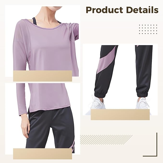 Black 2-Piece Pilates Set For Women, Xxl, High-Waisted With Color Block Design, Breathable & Moisture-Wicking, Perfect For Fitness