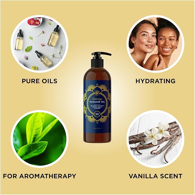 Massage Oils for Massage Therapy Bundle - Maple Holistics Massage Oil Kit with 16 Fl Oz Aromatherapy Lavender Massage Oil for Couples Plus Vanilla Scented Massage Oil Made with Pure Essential Oils