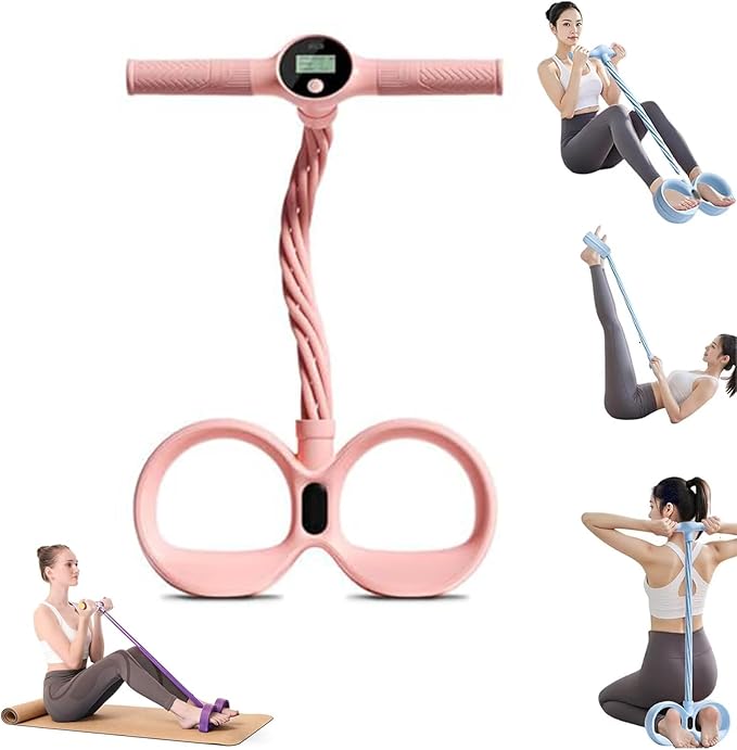Smart Foot Pedal Puller, with Digital Counter & Handles, 6 Tube Pedal Resistance Band for Full Body Workout, Leg Exerciser While Sitting for Seniors